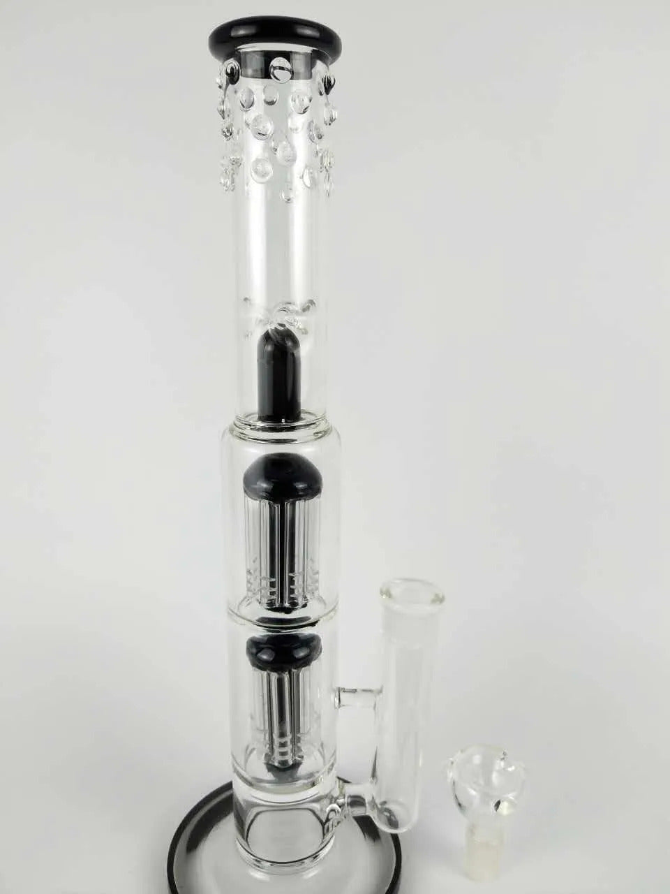 Grace Glass Bong &quot;Spoiled Green/black Speranza&quot; double tree perc dome percolator water pipe 18mm bowl big waterpipe 15&quot;