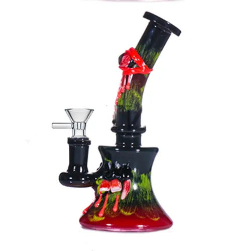 New Design Glass Bongs Hookah Halloween 3D Eyes Smoking Water Pipes Showerhead Perc Recycler Dab Rigs Beaker Bong with Glass Oil Burner Pipe