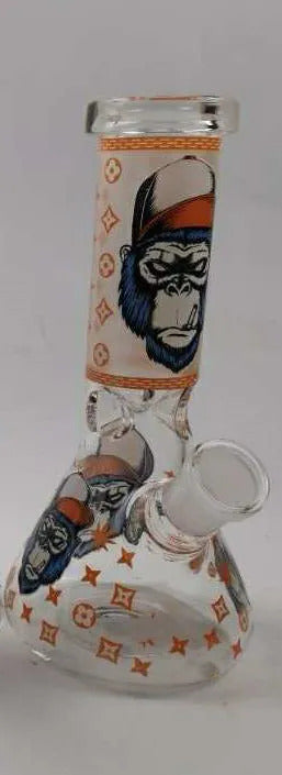 8 Inch 20CM Glow In the Dark Smoking Blue Monkey Gorilla Glass Beaker Bong Halloween Hookah Water Pipe Dab Rig Percolator Glass