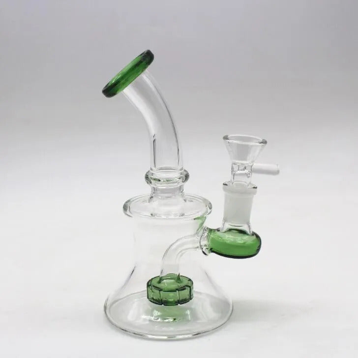 Small Glass Hookah Dab Rigs Recycler Oil Rig Bubblers Blue Purple Bong Water Pipes with 14mm Joint