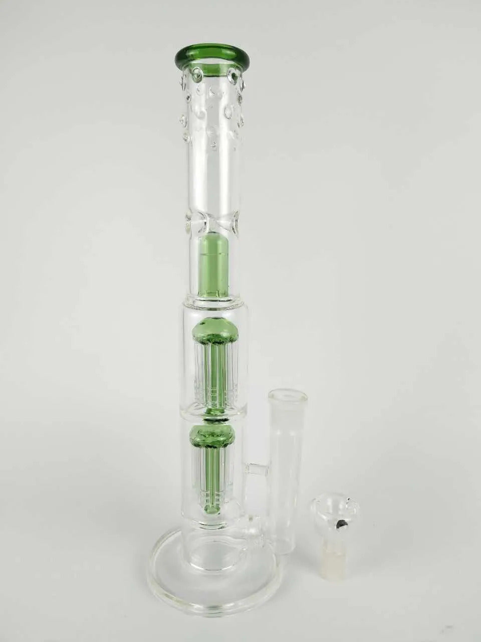 Grace Glass Bong &quot;Spoiled Green/black Speranza&quot; double tree perc dome percolator water pipe 18mm bowl big waterpipe 15&quot;