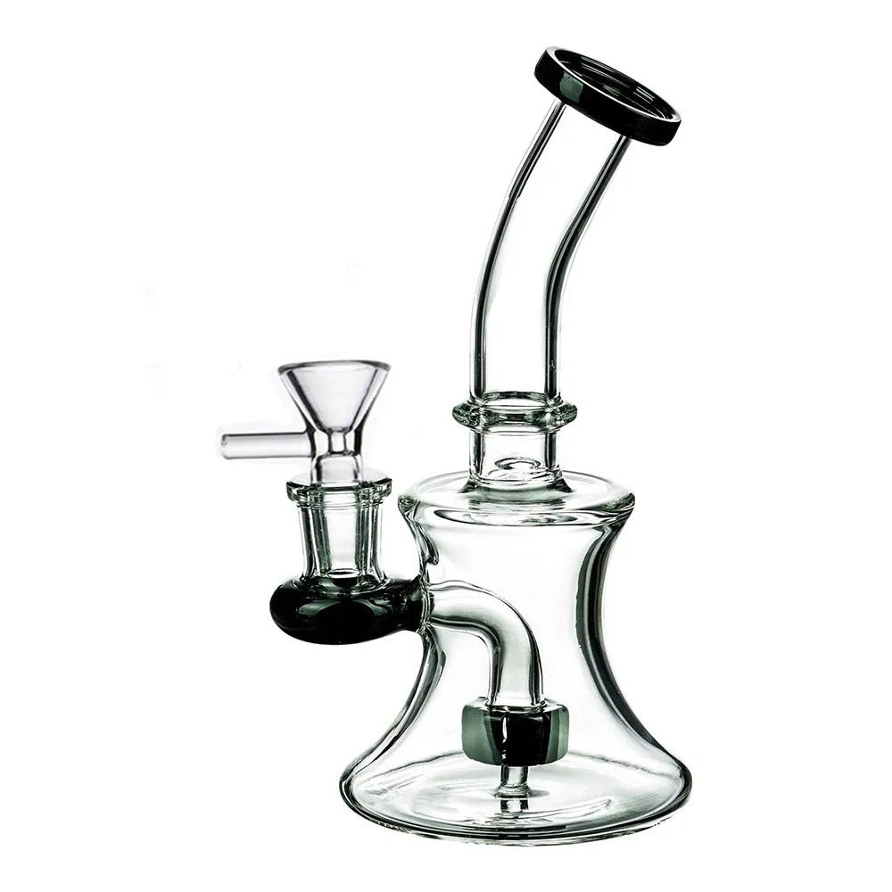 Small Glass Hookah Dab Rigs Recycler Oil Rig Bubblers Blue Purple Bong Water Pipes with 14mm Joint