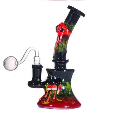 New Design Glass Bongs Hookah Halloween 3D Eyes Smoking Water Pipes Showerhead Perc Recycler Dab Rigs Beaker Bong with Glass Oil Burner Pipe