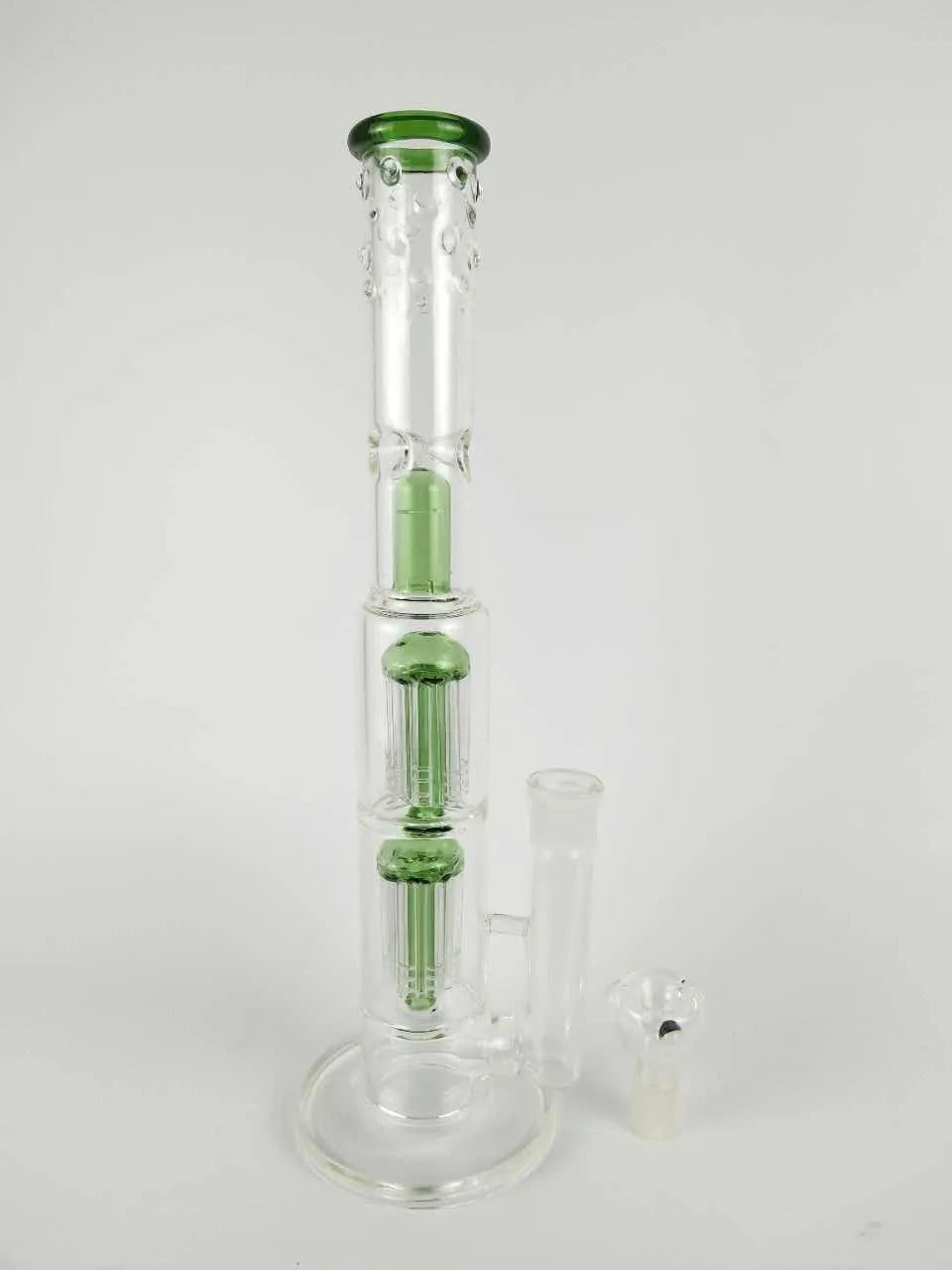 Grace Glass Bong &quot;Spoiled Green/black Speranza&quot; double tree perc dome percolator water pipe 18mm bowl big waterpipe 15&quot;