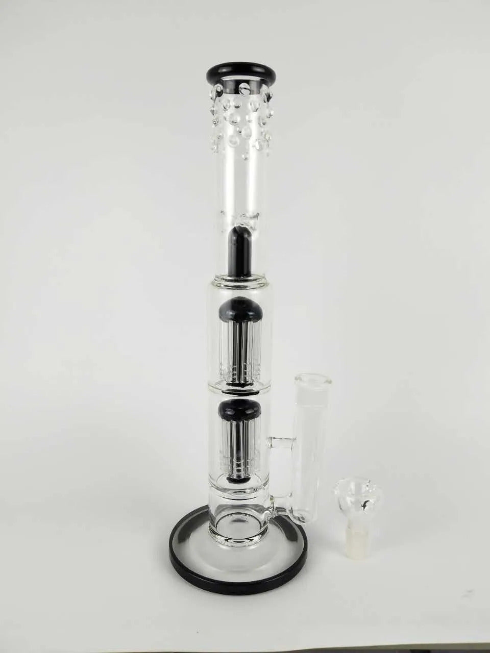 Grace Glass Bong &quot;Spoiled Green/black Speranza&quot; double tree perc dome percolator water pipe 18mm bowl big waterpipe 15&quot;