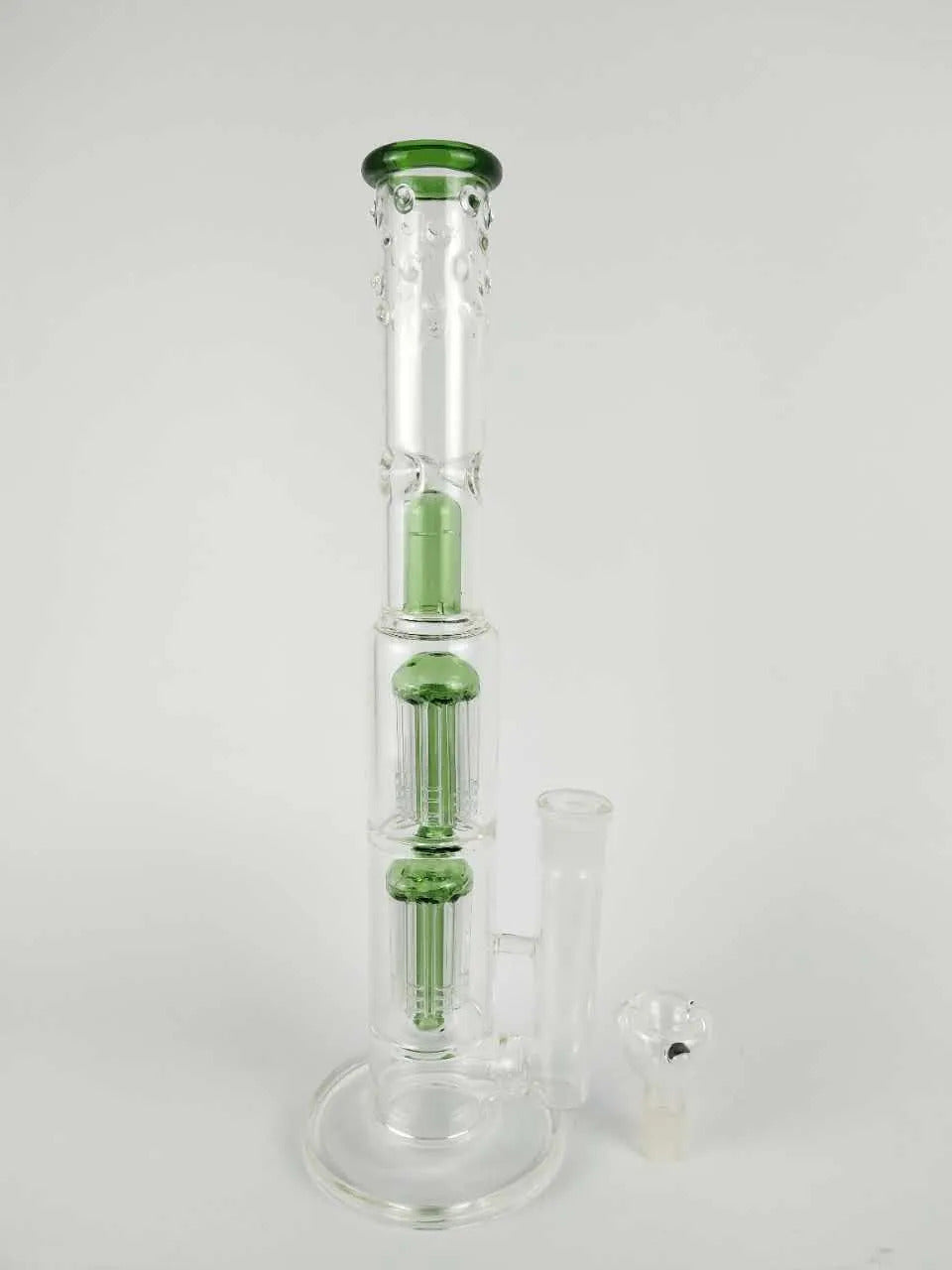 Grace Glass Bong &quot;Spoiled Green/black Speranza&quot; double tree perc dome percolator water pipe 18mm bowl big waterpipe 15&quot;